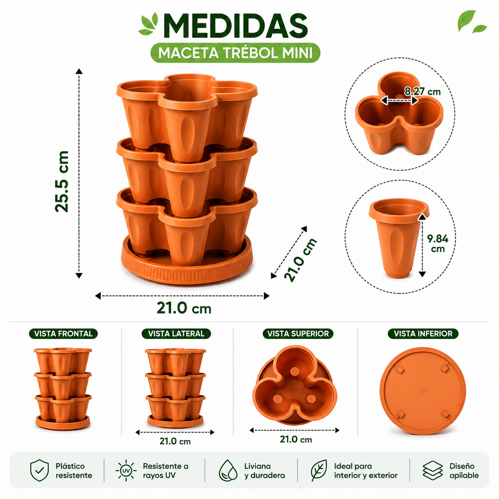 Maceta Modular Trébol - Ahorro de Espacio y Jardín Vertical
